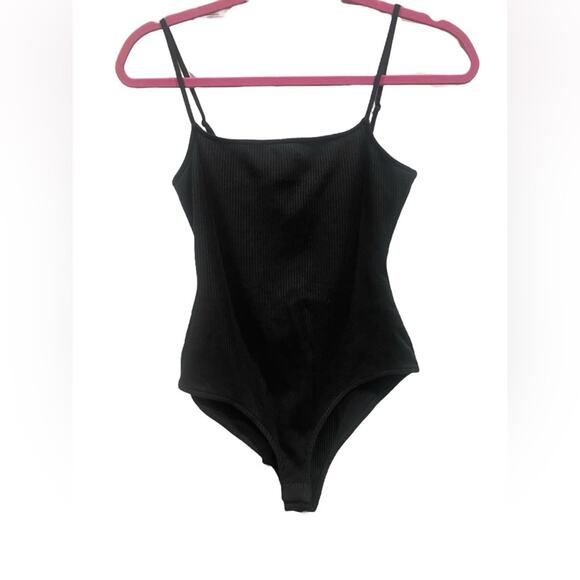 Sezane Black Ribbed Tank Bodysuit NWT Snap Closure- Medium - Picture 1 of 9
